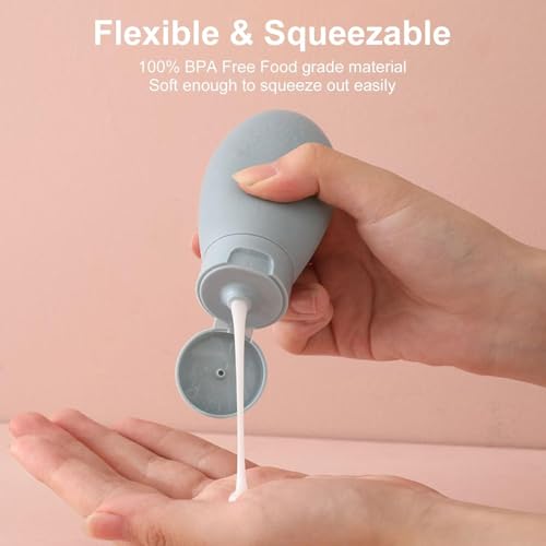 PiyuBind Travel Bottles Set For Toiletries Travel Size Containers Leak Proof Silicone Squeezable Spray Bottles Jars For Women Men, For Shampoo Lotion Body Wash (100ml (3) + 60ml (3)) - Image 4