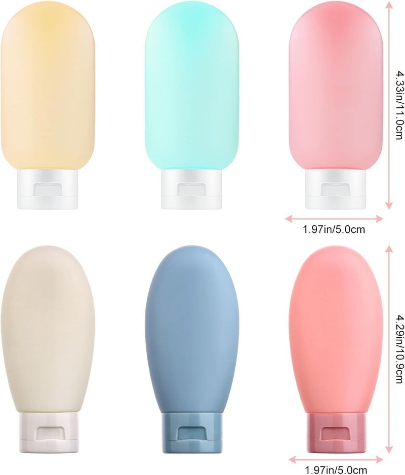 PiyuBind Travel Bottles Set For Toiletries Travel Size Containers Leak Proof Silicone Squeezable Spray Bottles Jars For Women Men, For Shampoo Lotion Body Wash (100ml (3) + 60ml (3)) - Image 2