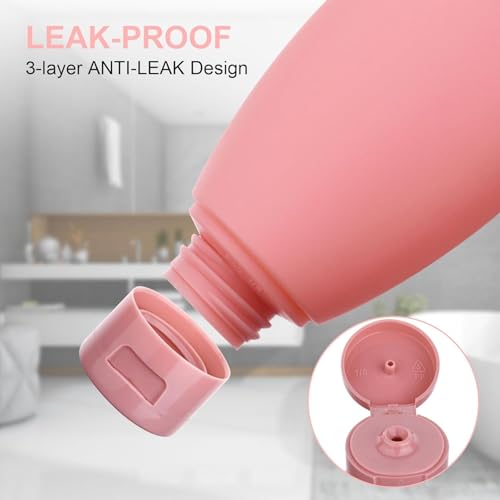 PiyuBind Travel Bottles Set For Toiletries Travel Size Containers Leak Proof Silicone Squeezable Spray Bottles Jars For Women Men, For Shampoo Lotion Body Wash (100ml (3) + 60ml (3)) - Image 3