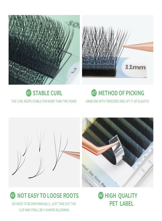 ANNAFRIS 3D Premade Fan W Shape Clover Eyelash Extensions 0.07 D Curl 9mm Volume Self Fanning W Lashes Extension Makeup Supplies Professional Use (0.07 D, 9mm) - Image 3