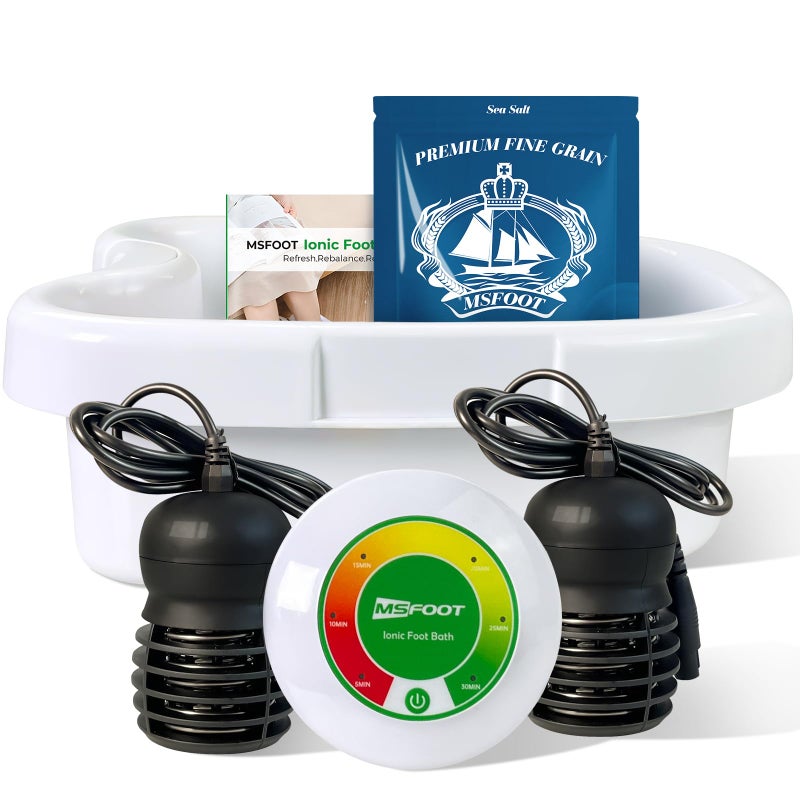 MSFOOT Upgraded Ionic Foot Bath Detox Machine â€“ No Salt Limit, No Alarm Shutoffs | One-Touch 30-Min Auto Spa | 2 Arrays, 15 Liners & Detox Sea Salt | Home Foot Spa for Circulation & Relaxation - Image 1