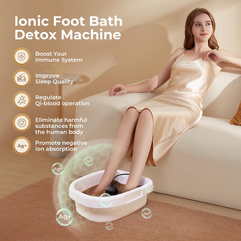 MSFOOT Upgraded Ionic Foot Bath Detox Machine â€“ No Salt Limit, No Alarm Shutoffs | One-Touch 30-Min Auto Spa | 2 Arrays, 15 Liners & Detox Sea Salt | Home Foot Spa for Circulation & Relaxation - Image 2