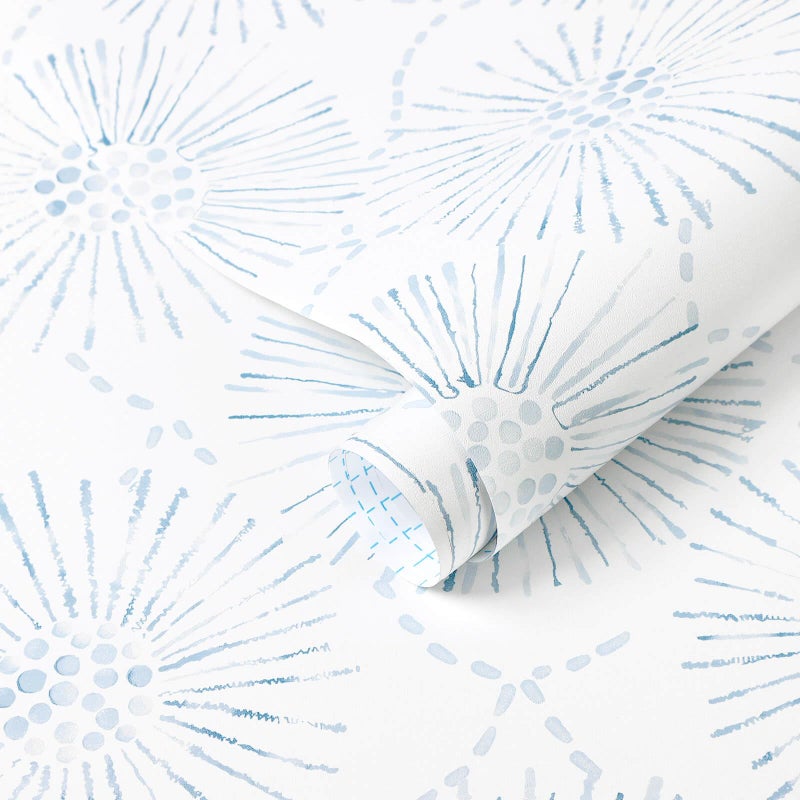 Fiula Boho Wallpaper Blue Wall Paper Peel and Stick Modern Blue and White Geometric Fireworks Contact Paper Renter Friendly SelfAdhesive Removable Bathroom Bedroom Laundry Room 173 787