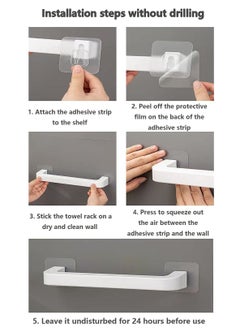 Alissa Bathroom Shelf Over Toilet Wall Mounted Hanging Shelves White Rod Towel Rack,Shoes Holder No Drill Storage, Durable Plastic Space Saving Organizer, Suitable for Towels Slippers Storage Shelf Set of 2  - Image 3