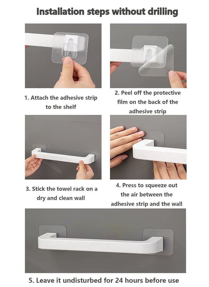 Alissa - Bathroom Shelf Over Toilet Wall Mounted Hanging Shelves White Rod Towel Rack,Shoes Holder No Drill Storage, Durable Plastic Space Saving Organizer, Suitable for Towels Slippers Storage Shelf Set of 2 - Image 1