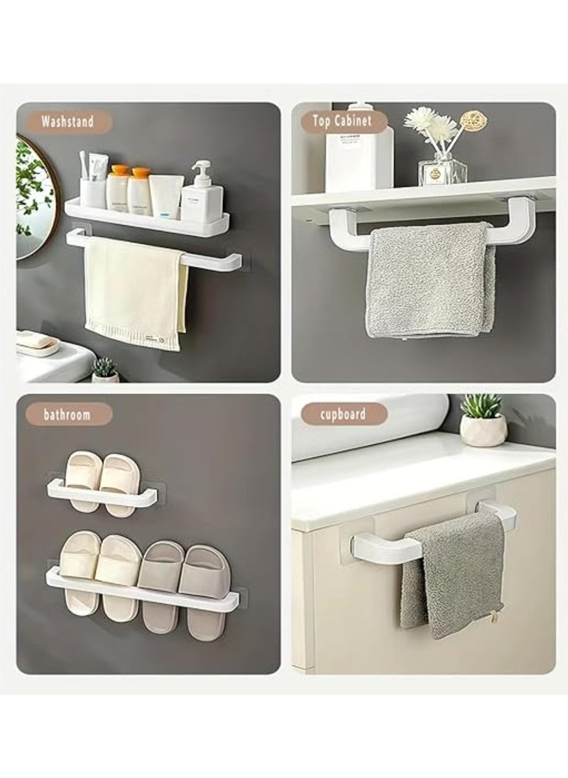 Alissa - Bathroom Shelf Over Toilet Wall Mounted Hanging Shelves White Rod Towel Rack,Shoes Holder No Drill Storage, Durable Plastic Space Saving Organizer, Suitable for Towels Slippers Storage Shelf Set of 2 - Image 1