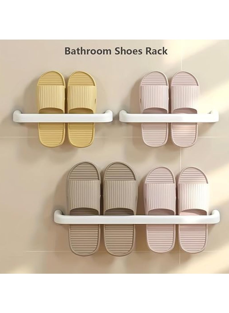 Alissa - Bathroom Shelf Over Toilet Wall Mounted Hanging Shelves White Rod Towel Rack,Shoes Holder No Drill Storage, Durable Plastic Space Saving Organizer, Suitable for Towels Slippers Storage Shelf Set of 2 - Image 1