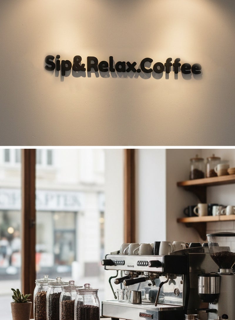 لوحة أكريليك بلاصق خلفي مصممة بالليزر على شكل عبارة إنجليزية عن القهوة - Image 3