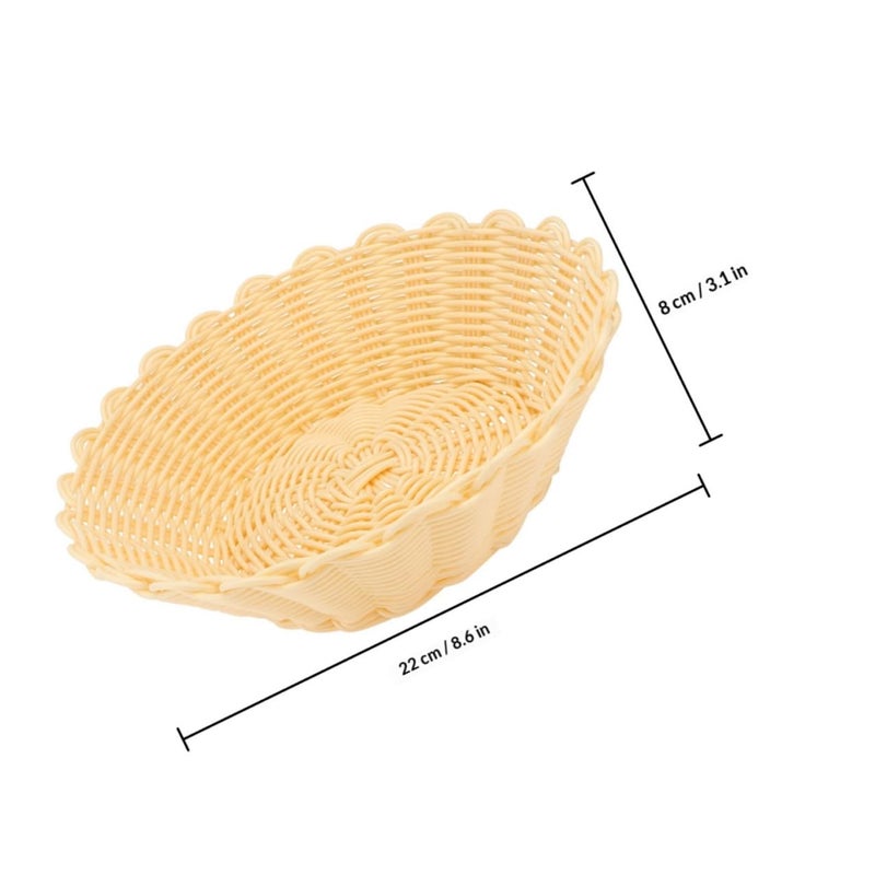 2 Piece Woven Bread and Fruit Basket Set Imitation Rattan Kitchen Storage 22x8x2cm - Image 3