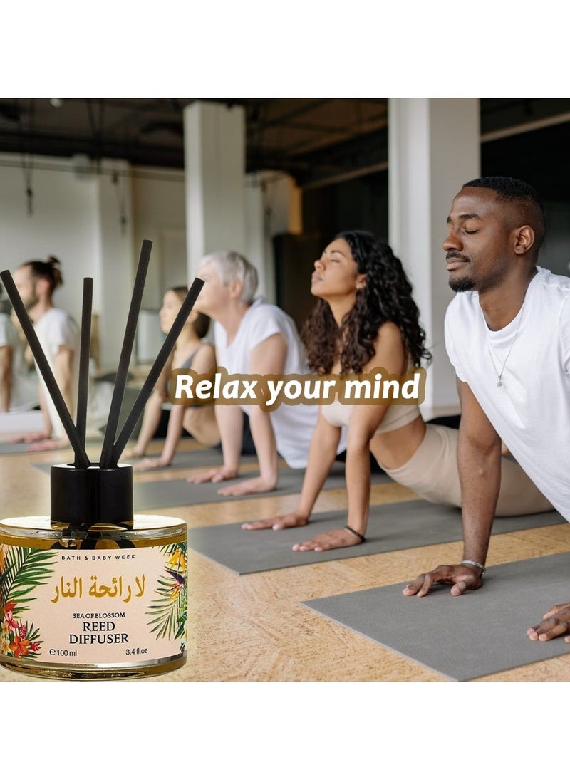 سان هان مجموعة معطرات الجو من القصب ١٠٠ مل: معطر جو بمزيج من الغاردينيا والفرانجيباني، معطرات جو تدوم طويلاً، للمنزل، غرفة النوم، الحمام، المكتب (تركيز ١٠٪) - Image 4