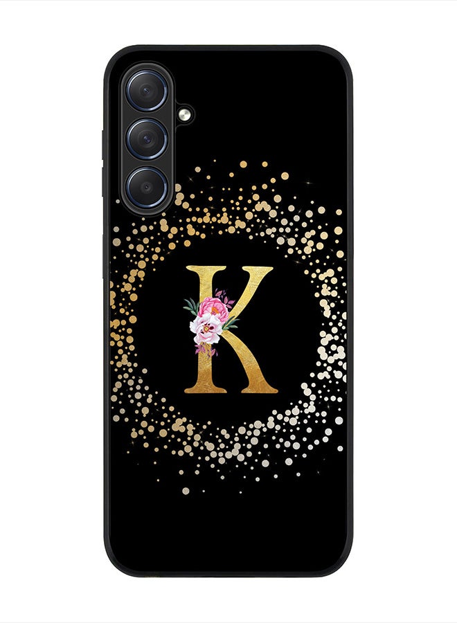 Stylizedd Cover for Samsung Galaxy M54 5G Case, Rugged Black Slim fit  Protective Phone Cases- Custom Monogram Initial Letter Floral Pattern Alphabet -K (Black) - Image 1