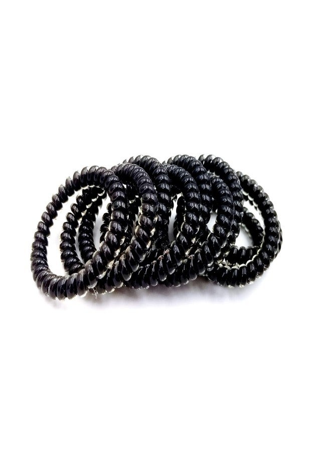 Hodooly 15 Pcs Black Spiral Telephone Cord Plastic Hair Ties, No Crease Coil Elastics - Image 2