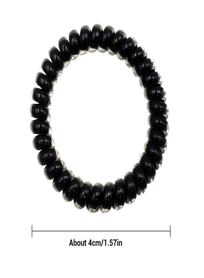Hodooly 15 Pcs Black Spiral Telephone Cord Plastic Hair Ties, No Crease Coil Elastics - Image 3