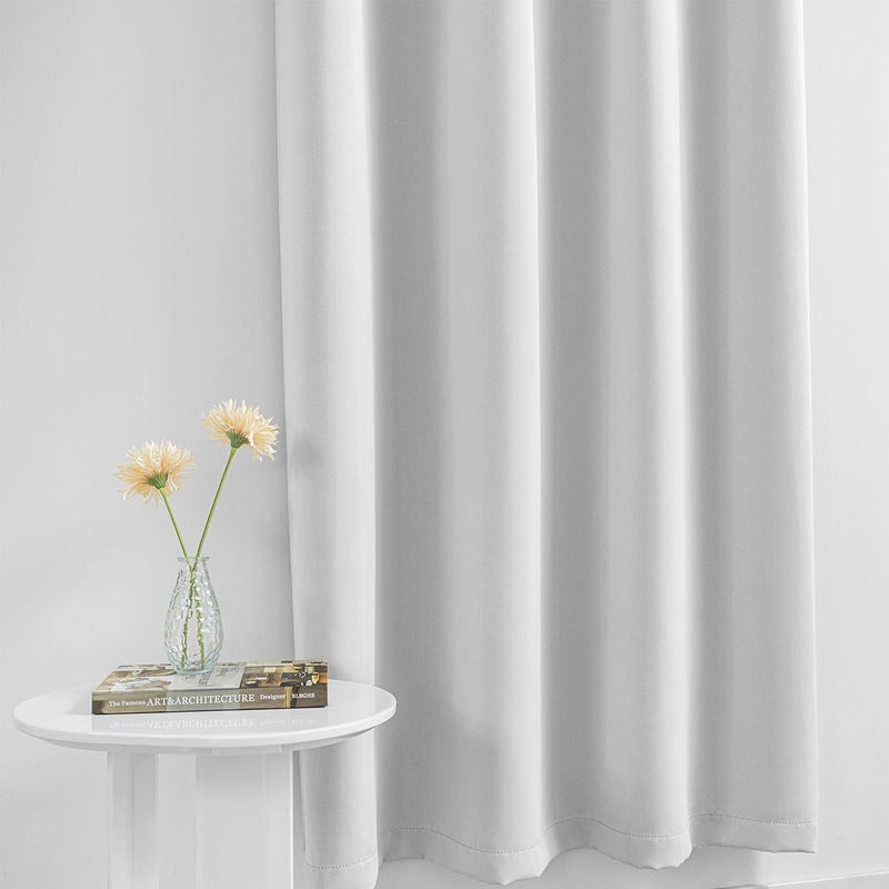 Muamar 2pcs الستائر المحمولة بدون ستائر قضيب لاستئجار منزل ستائر مؤقتة غرفة الستائر الستائر خصوصية لغرفة المعيشة وايت 52 "W x 96" L. - Image 4