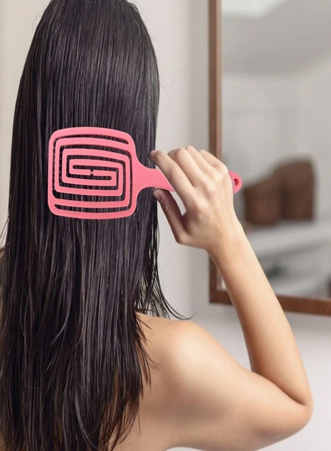 KESESU Hair Brush, Professional Curved Vented Brush for Faster Blow Drying for Women, Men, Paddle Detangling Brush for Wet Dry Curly Thick Straight Hair (Pink) - Image 4
