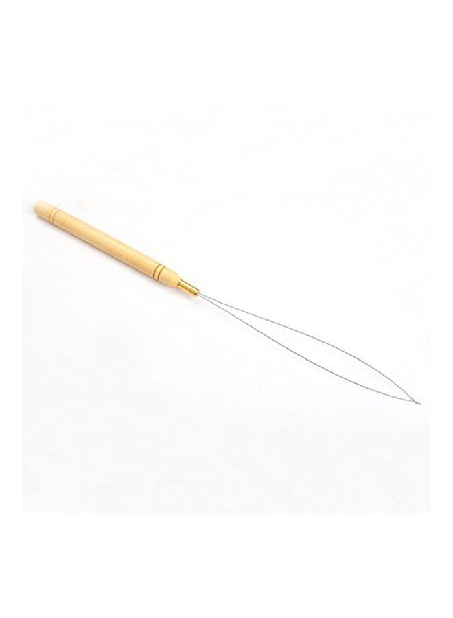 NIBEMINENT 5-Piece Wooden Hair Extensions Loop Needle Set Silver/Beige  - Image 3