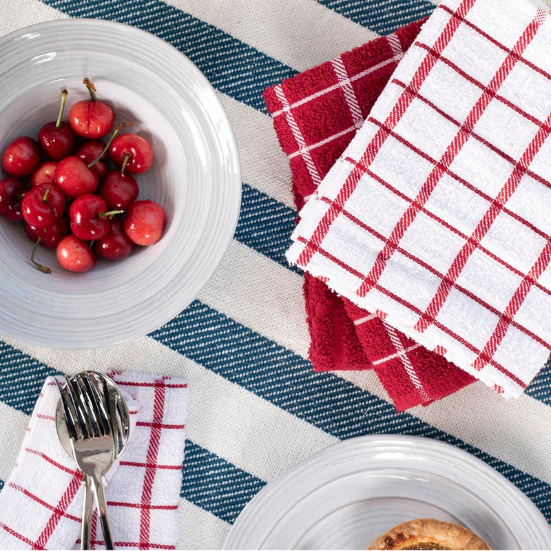 Ritz Premium 100% Cotton Terry Check Kitchen Dish Towels - Highly Absorbent, Super Soft, Long-Lasting, 25"x15", 3-Pack, Paprika Red - Image 4