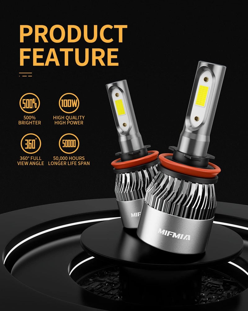 MIFMIA ð–§ðŸª/ð–§ðŸ«/ð–§ðŸ£ðŸ£ Bulbs 6500K Cool White 36000LM 900% Brighter, Plug and Play with Cooling Fan, IP68 Waterproof Off Road Lights, Pack of 2 - Image 2