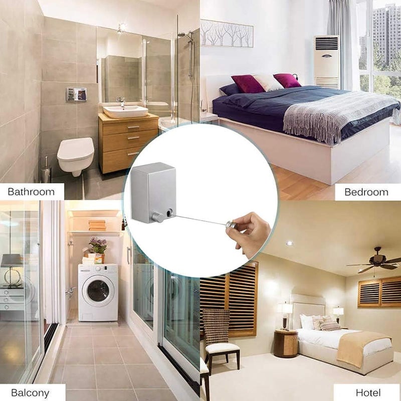 Ladila Retractable Washing Line Double Line Extendable Clotheslines Stainless Steel Rope Wall Mounted Laundry line Clothes Drying Rope for Indoor and Outdoor Clothline D4 - Image 5