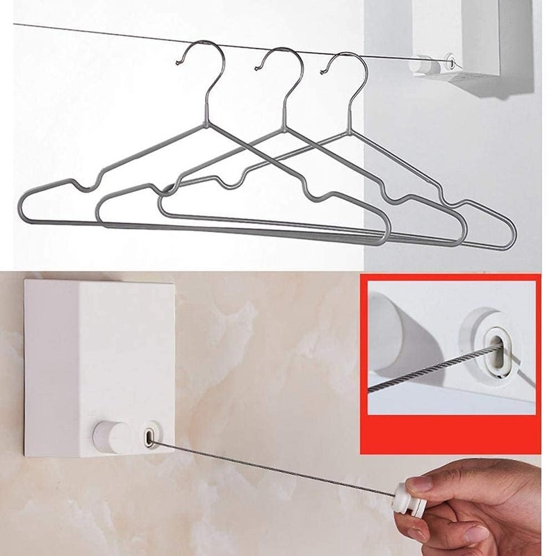 Ladila Retractable Washing Line Double Line Extendable Clotheslines Stainless Steel Rope Wall Mounted Laundry line Clothes Drying Rope for Indoor and Outdoor Clothline D4 - Image 2