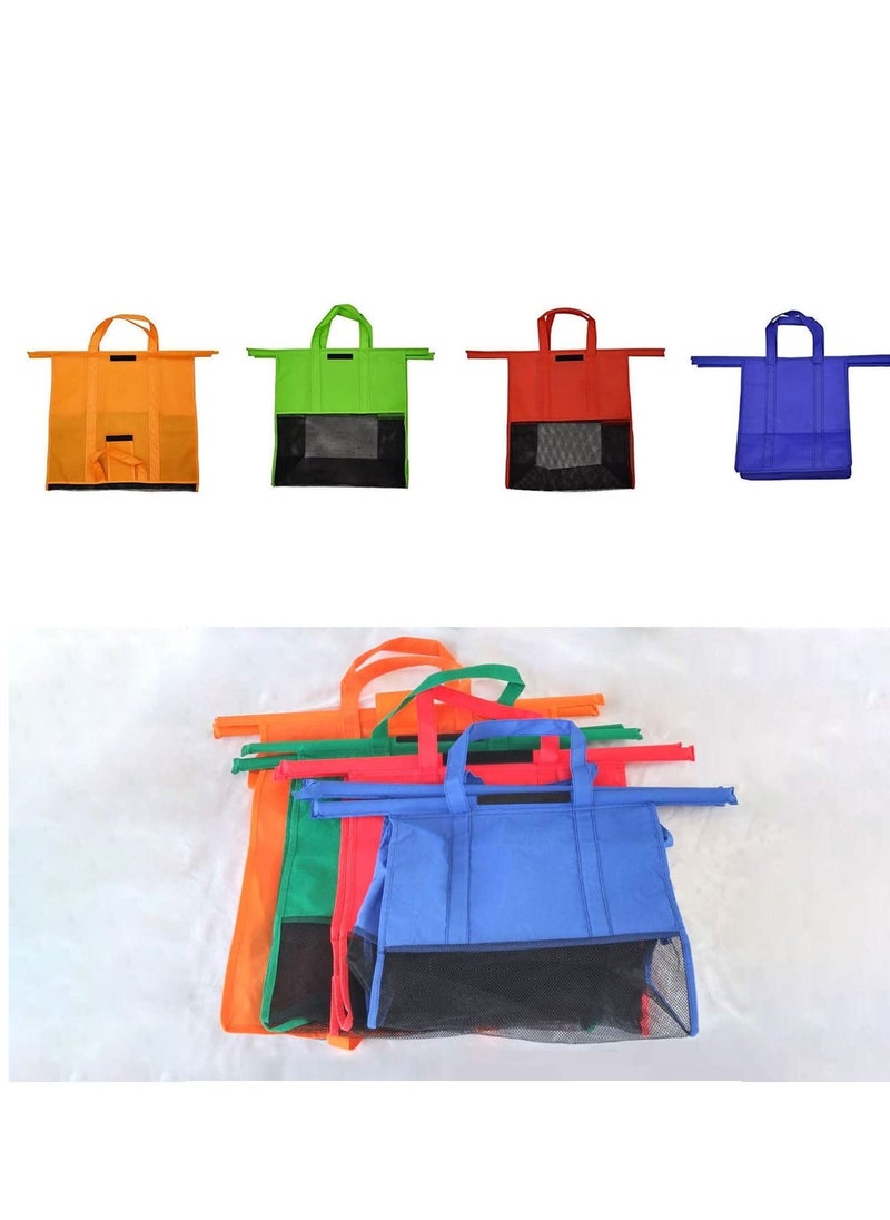 Zalcoon Zalcoon Reusable Shopping Cart Bags, Heavy Duty -4 Pack Reusable Grocery Shopping cart Bags for Groceries without Cooler bag, Grocery Organizer Designed for Trolley Carts  - Image 3