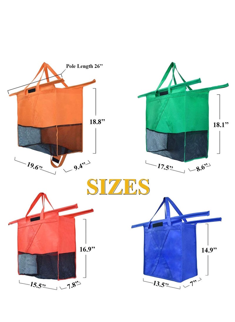 Zalcoon Zalcoon Reusable Shopping Cart Bags, Heavy Duty -4 Pack Reusable Grocery Shopping cart Bags for Groceries without Cooler bag, Grocery Organizer Designed for Trolley Carts  - Image 2