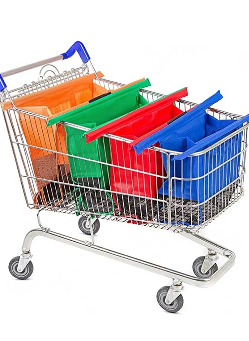 Zalcoon Zalcoon Reusable Shopping Cart Bags, Heavy Duty -4 Pack Reusable Grocery Shopping cart Bags for Groceries without Cooler bag, Grocery Organizer Designed for Trolley Carts  - Image 1
