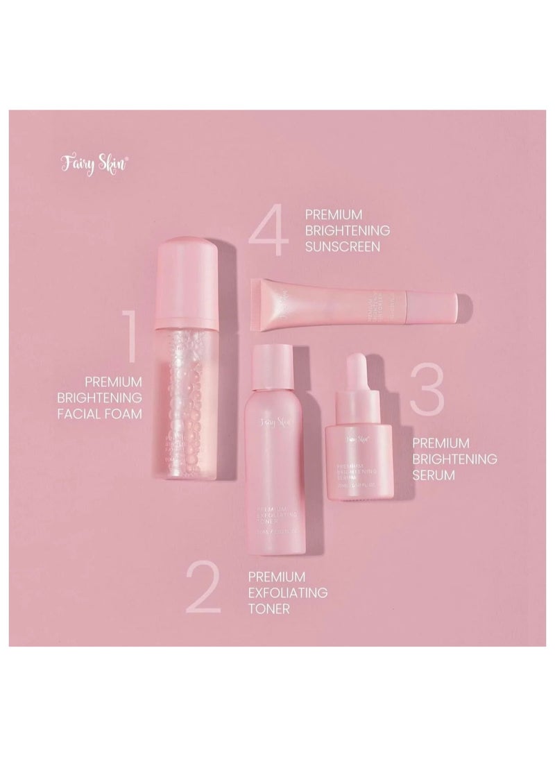 Fairy Skin Premium Whitening Kit for Radiant, Rejuvenated Skin with Facial Foam, Exfoliating Toner, Brightening Serum, and Sunscreen, Tailored for Acne-Prone, Dry to Oily, and Sensitive Skin. - Image 4