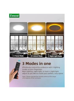 Arabest 12-Inch LED Ceiling Light with 5 CCT Color Options, Remote-Controlled Dimmable Fixture for Bedroom and Living Room.  - Image 2