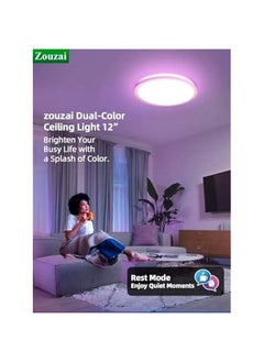 Arabest 12-Inch LED Ceiling Light with 5 CCT Color Options, Remote-Controlled Dimmable Fixture for Bedroom and Living Room.  - Image 4