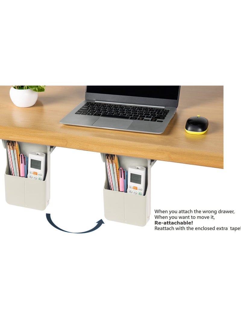 KASTWAVE Under Desk Drawer Under Desk Storage Table Hidden Drawer Desk Storage for Office School Pens Pencils Phone (Small, Grey)  - Image 5