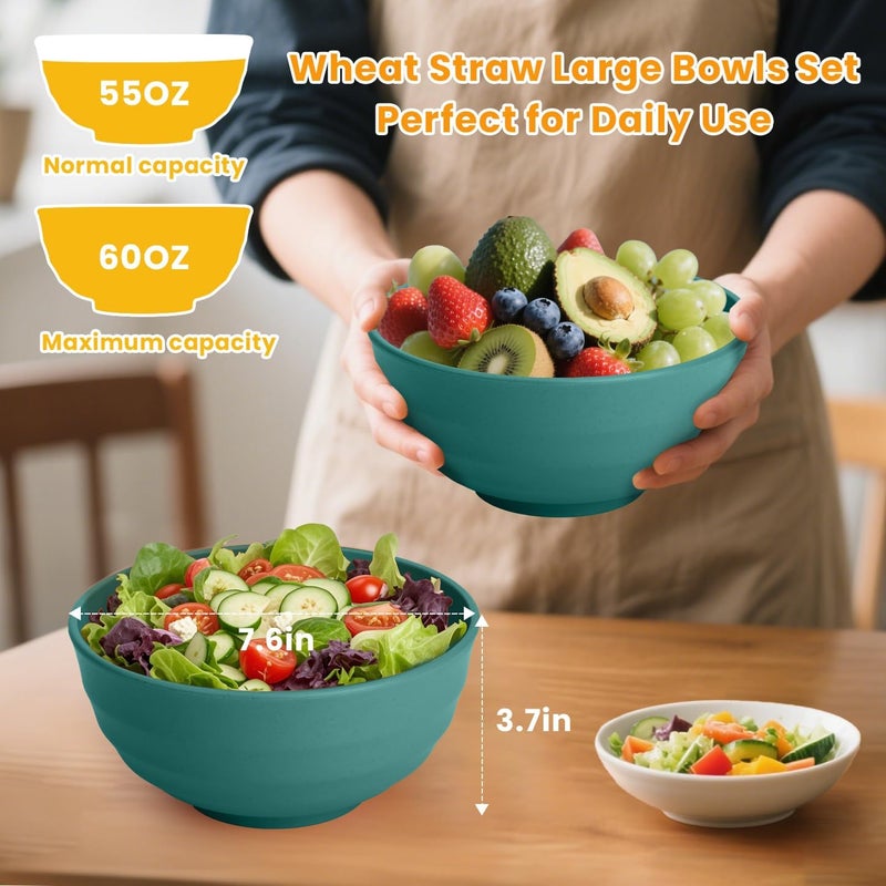 Homienly Cereal Bowl Set, Wheat Straw Fiber Unbreakable Lightweight Bowls Set - Image 2