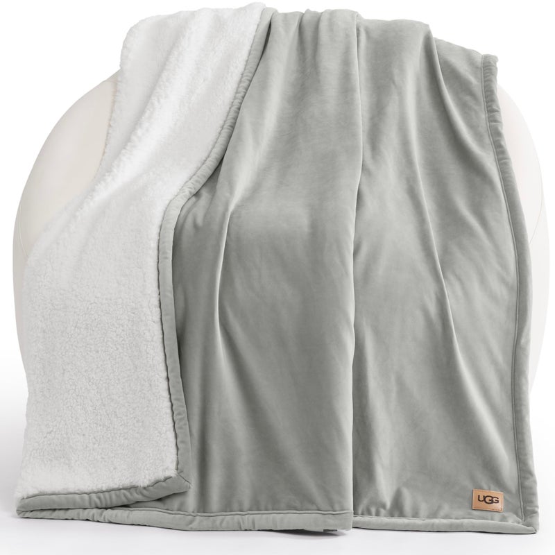 UGG Bliss Throw Blanket Plush Soft Fleece Fluffy Blankets for Bed or Couch Oversized Warm Reversible Machine Washable Medium Weight Home Decor Giftable Throw, 50-inch x 70-inch, Seal Grey - Image 1
