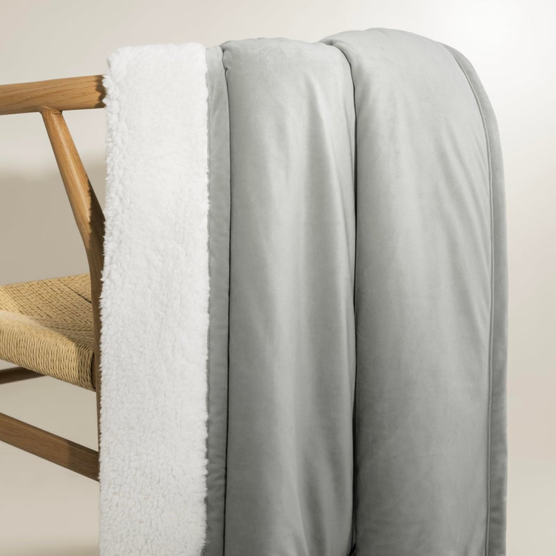 UGG Bliss Throw Blanket Plush Soft Fleece Fluffy Blankets for Bed or Couch Oversized Warm Reversible Machine Washable Medium Weight Home Decor Giftable Throw, 50-inch x 70-inch, Seal Grey - Image 5