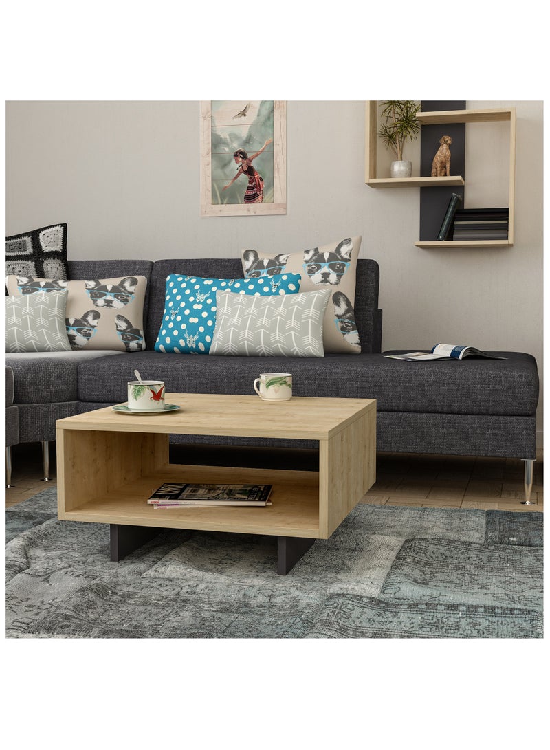 موراه طاولة قهوة مربعة عصرية من موراه هوم، مناسبة لغرفة المعيشة أو المكتب أو الأريكة الصناعية | للمساحات الصغيرة | ٣٢×٦٠×٦٠ سم | بلوط/رمادي داكن - Image 4