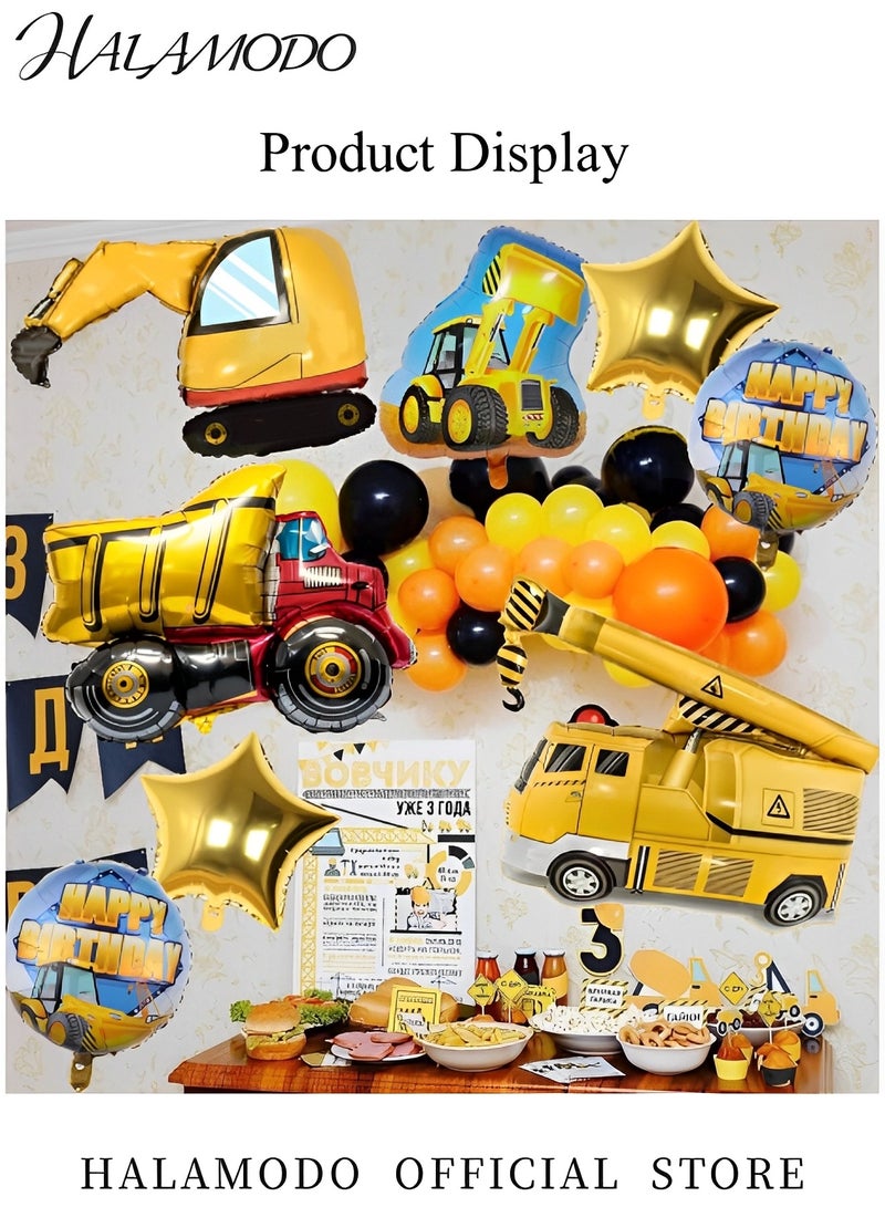 بالونات رافعة شوكية للبناء، بالونات شاحنة لعبة، ديكورات حفلات، بالونات مايلار من رقائق معدنية للأولاد، لوازم حفلات أعياد الميلاد - Image 3