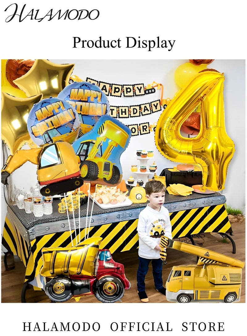 بالونات رافعة شوكية للبناء، بالونات شاحنة لعبة، ديكورات حفلات، بالونات مايلار من رقائق معدنية للأولاد، لوازم حفلات أعياد الميلاد - Image 4