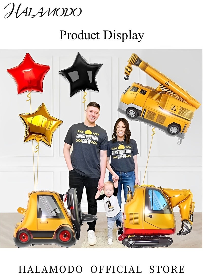 بالونات رافعة شوكية للبناء، بالونات شاحنة لعبة، ديكورات حفلات، بالونات مايلار من رقائق معدنية للأولاد، لوازم حفلات أعياد الميلاد - Image 5