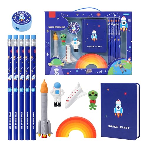 Toyshine Space Stationary Set - Erasers, Pencils, Sharpner, Diary - Birthday Party Return Gift Party Favor for Kids, Multi-Color - Image 1