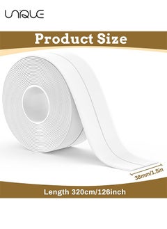 Unique 2 Packs Sealant Strip - Caulk PE Sealing Tape Self-Adhesive Mildewproof Waterproof Shower Tile Sealer for Bathroom Kitchen Bathtub Toilet and 38mm Width X 3.2M Lenth (White)  - Image 2