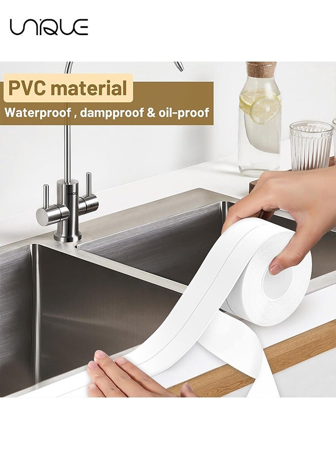Unique 2 Packs Sealant Strip - Caulk PE Sealing Tape Self-Adhesive Mildewproof Waterproof Shower Tile Sealer for Bathroom Kitchen Bathtub Toilet and 38mm Width X 3.2M Lenth (White)  - Image 5