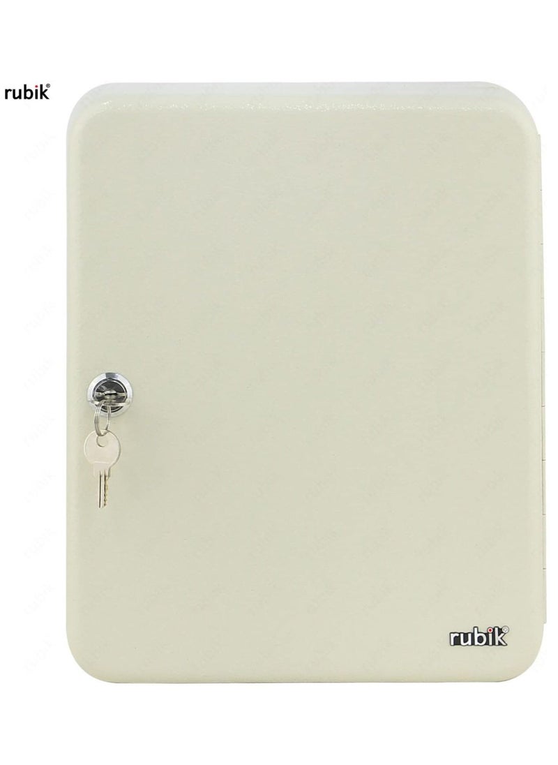 Rubik - 93-Keys Metal Storage Cabinet Safe Box with Key Lock, Wall Mounted Key Storage Cabinet Organizer for Hotels Realestate Warehouse Schools Universities Business (White) - Image 1