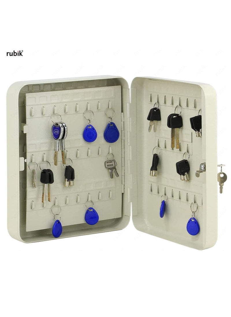 Rubik - 93-Keys Metal Storage Cabinet Safe Box with Key Lock, Wall Mounted Key Storage Cabinet Organizer for Hotels Realestate Warehouse Schools Universities Business (White) - Image 1