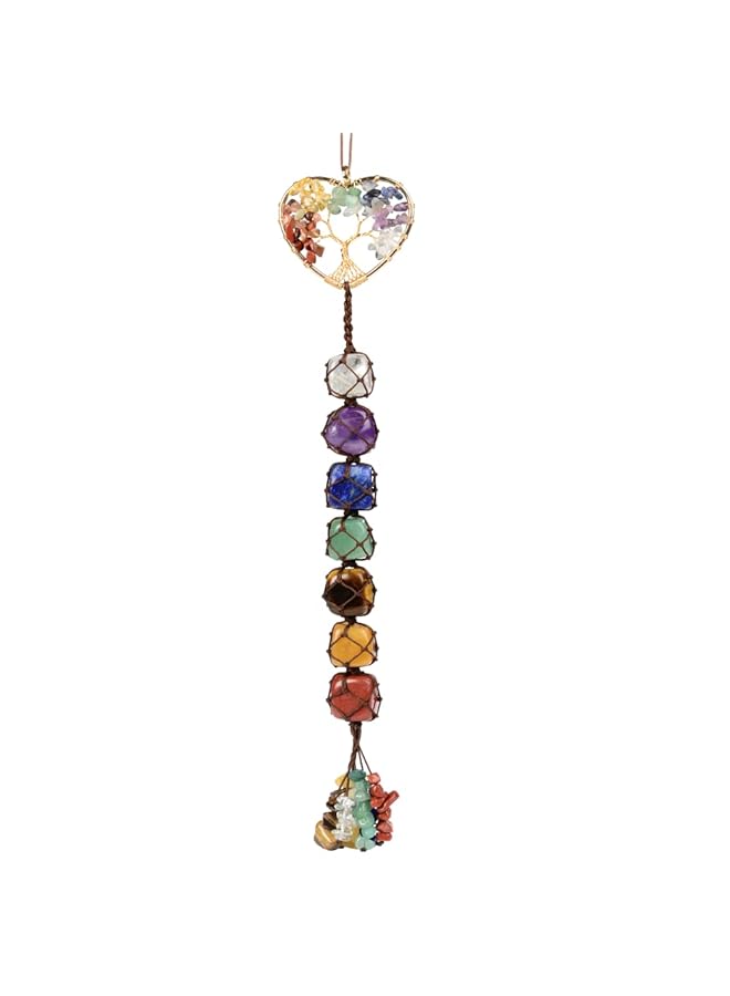 erorex Cute Handmade Crystal Chakra Swinging Car Hanging Ornaments Mirror Hanging Car Accessories Chakra Tree Of Life Stone Tree Feng Shui Hanging Ornament Window Ornament For Home Decor - Image 1