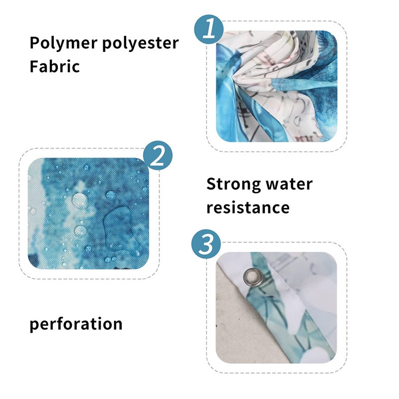 BGCTM Nautical Blue Sea Bathroom Sets with Shower Curtain and Rugs and Accessories, Ocean Turtle Shower Curtain Sets with 12 Hooks, Bath Mat Set Bathroom Decor by Durable Waterproof Fabric - Image 5
