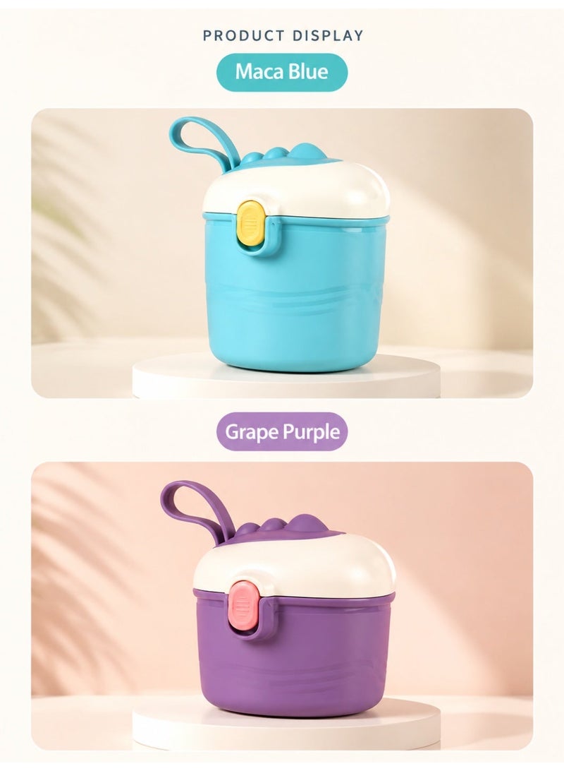 MOMELU Portable Baby Formula Dispenser, Milk Powder Container with Scoop and Handle, 440ml Airtight Storage Box for Travel and Outdoor Use, BPA-Free, Blue and Purple - Image 2