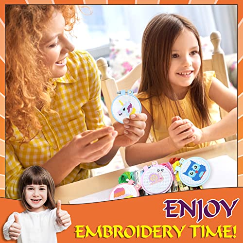 ZOCONE 12 PCS Cross Stitch Kits for Kids 7-13, Beginner Kits with Instructions, Keychains, Embroidery Hoops and Tools, Backpack Charms, Cross Stitch Ornaments - Image 4