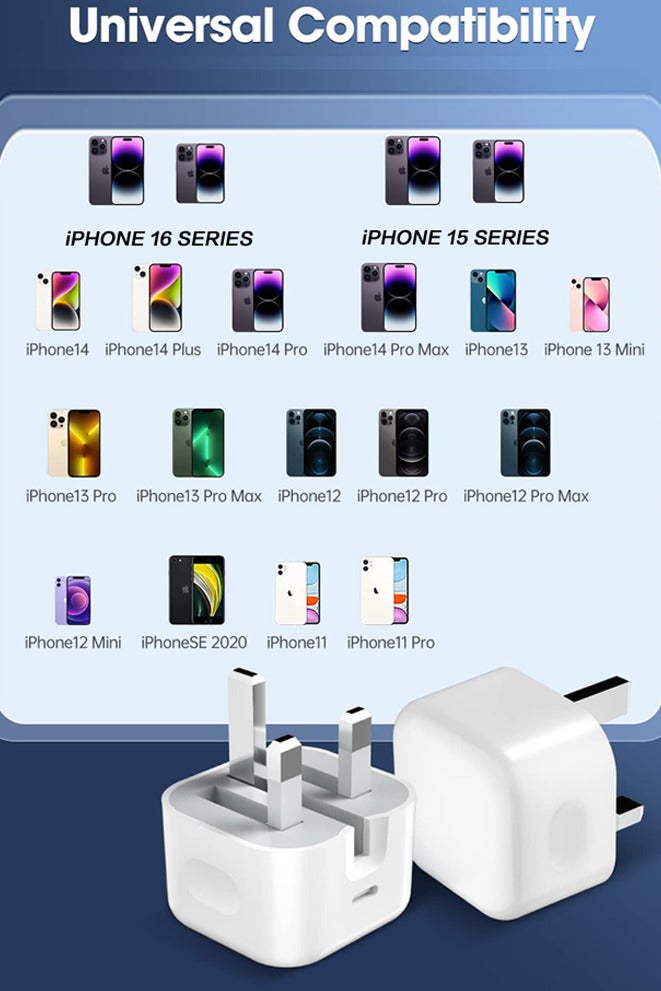 Univer Tang IPhone Charger Fast Charging 20W USB-C Travel Power Adapter Compatible for iPhone 16/15/14/14 Pro/14 Pro Max/14 Plus/13/12/SE2020/11/XR/XS Max/X/iPad,Samsung Galaxy And all Type C Phones - Image 3