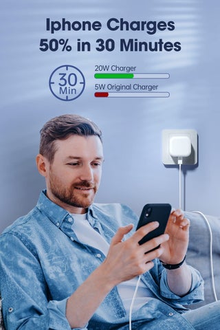 IPhone Charger Fast Charging 20W USB-C Travel Power Adapter Compatible for iPhone 16/15/14/14 Pro/14 Pro Max/14 Plus/13/12/SE2020/11/XR/XS Max/X/iPad,Samsung Galaxy And all Type C Phones - view 4