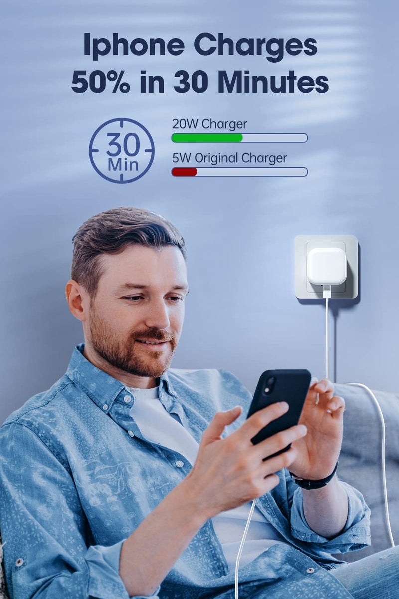 Univer Tang IPhone Charger Fast Charging 20W USB-C Travel Power Adapter Compatible for iPhone 16/15/14/14 Pro/14 Pro Max/14 Plus/13/12/SE2020/11/XR/XS Max/X/iPad,Samsung Galaxy And all Type C Phones - Image 4